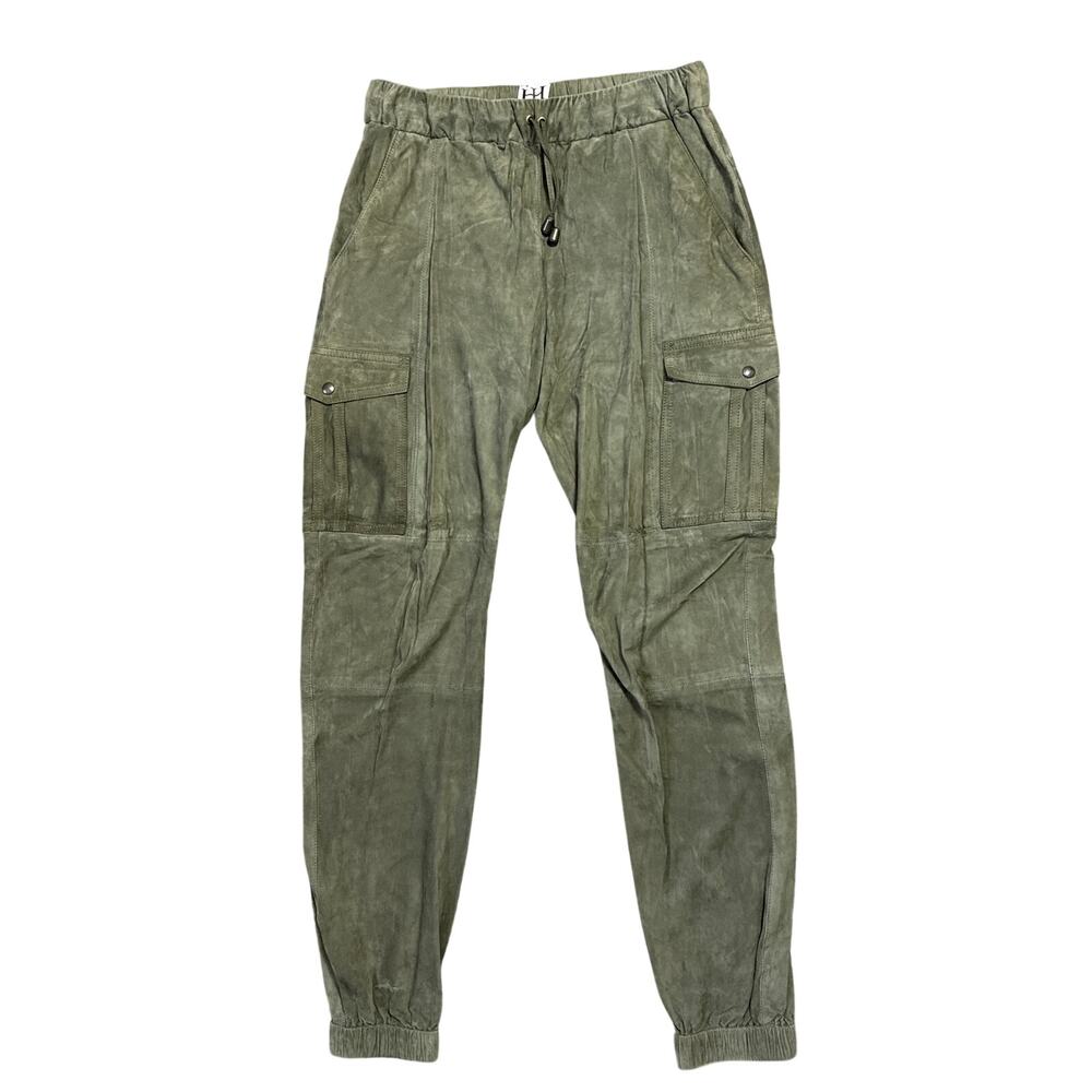 Haute Hippie Suede Cargo Joggers in Olive Green Size Small